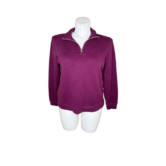 EDDIE BAUER Women's Maroon Quarter Zip Pull Over Size Large - Picture 1 of 6